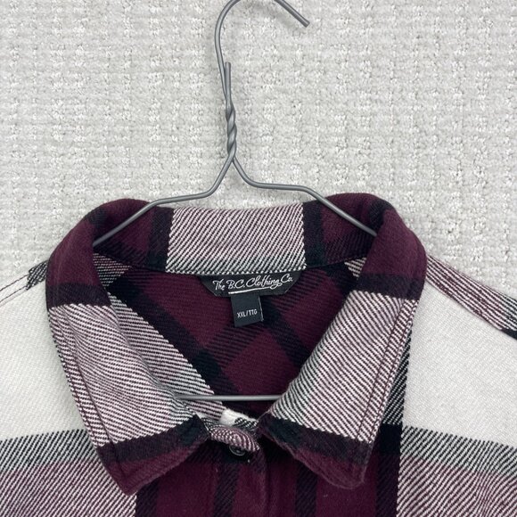 BC Clothing Co Heavy Overshirt Plaid Burgundy Men Sz 2XL Camp Lumberjack - Picture 4 of 11